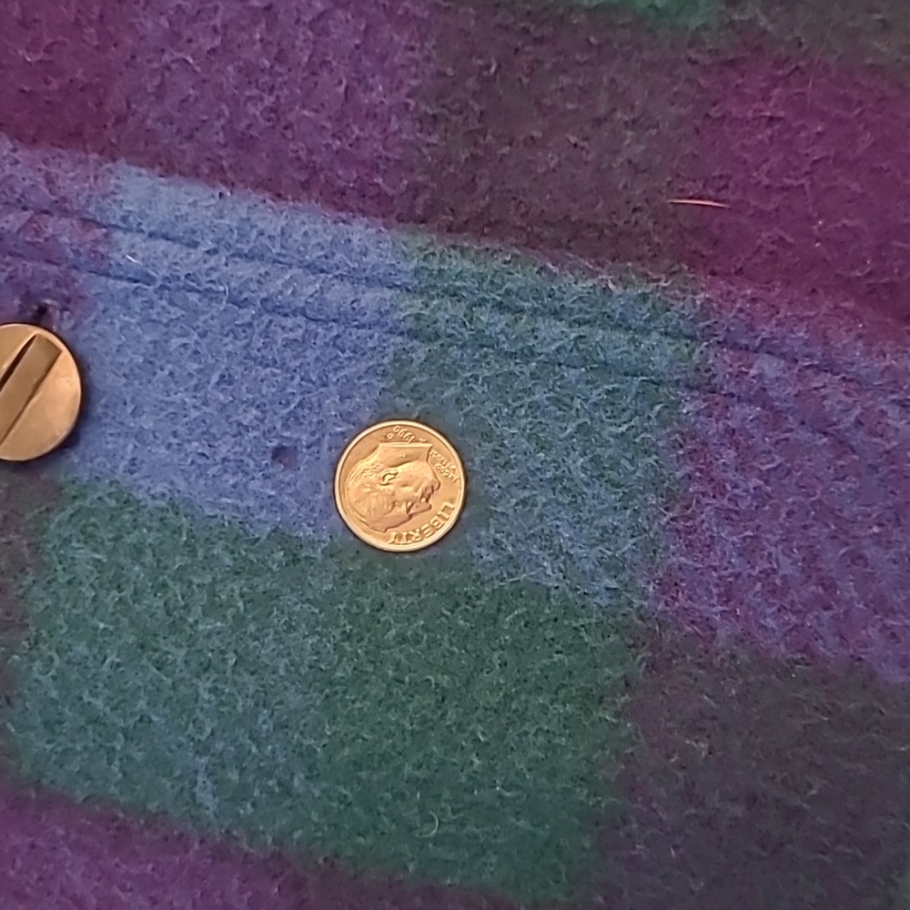 EUC VTG Aqua Sheen 100% Dacron Dupont Polyester Blue Purple and Green Plaid - Picture 9 of 11